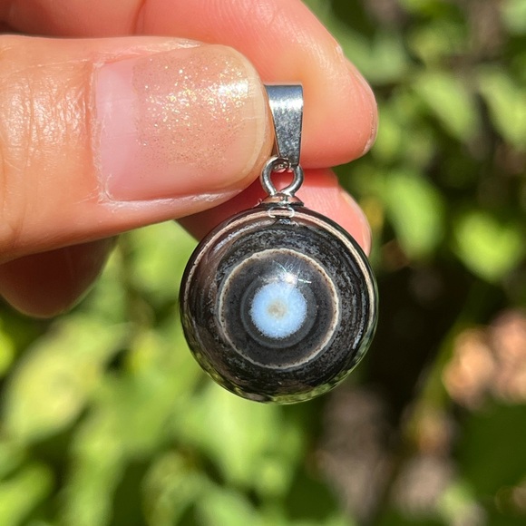 Stainless steel evil eye black onyx pendant - Picture 1 of 5